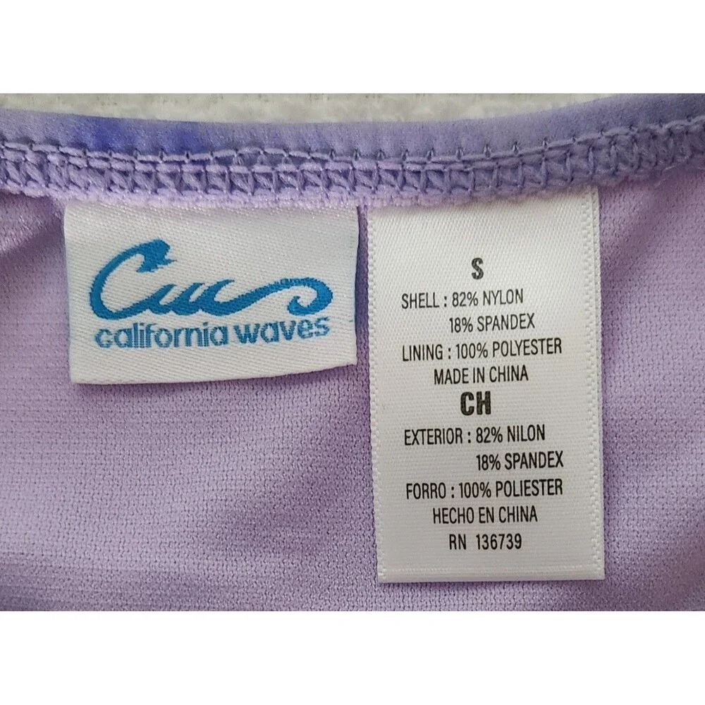 California Waves Women's Bikini Bottom Size Small Purple Tie Dye Adjustable NWT